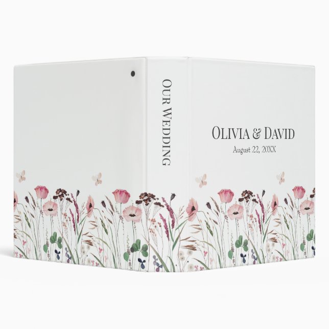 Pink Poppy Meadow Wedding Planner Binder (Background)