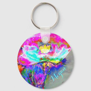 Pink Poppy -monogram keychain