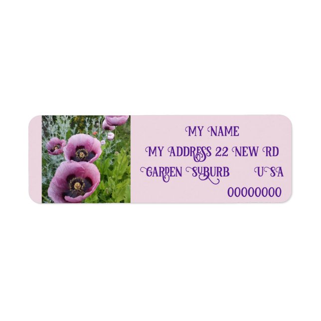 Pink Poppy Poppies photo Return Address Labels (Front)