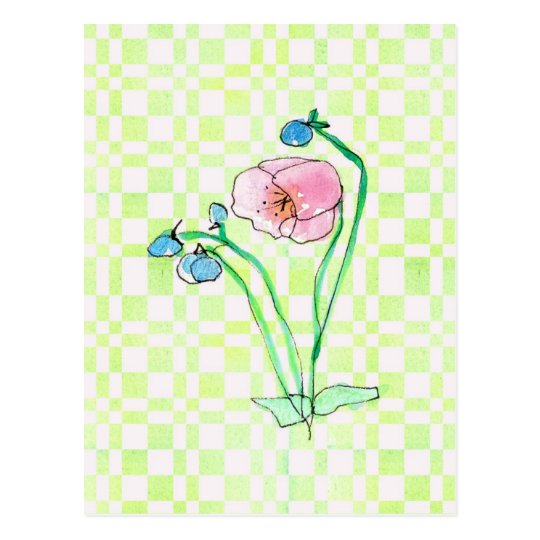 Pink Poppy Wildflower Watercolor Flower Art Postcard
