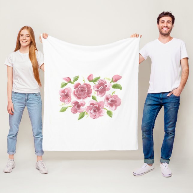 Pink Posies Fleece Blanket (In Situ)