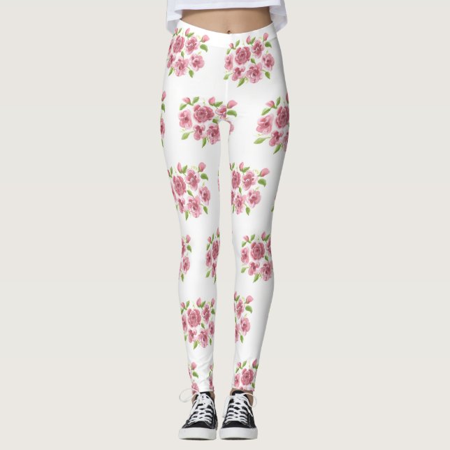 Pink Posies Leggings (Front)