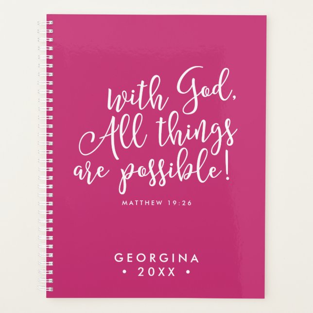 Pink Possible with God Script Bible Verse Planner (Front)