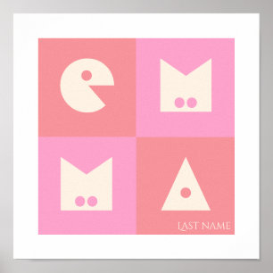 Pink Poster pépinière mur d'art décor 4 lettre nom
