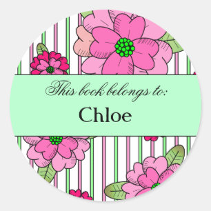 Pink Posy Book Label