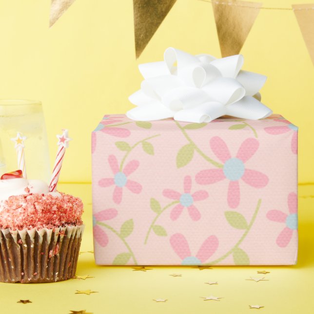 Pink Posy Pattern Wrapping Paper (Birthday Party)