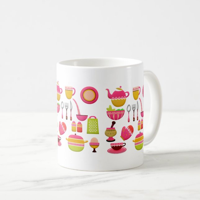 Pink Pots & Pans Kitchen Utensils Coffee Mug (Front Right)