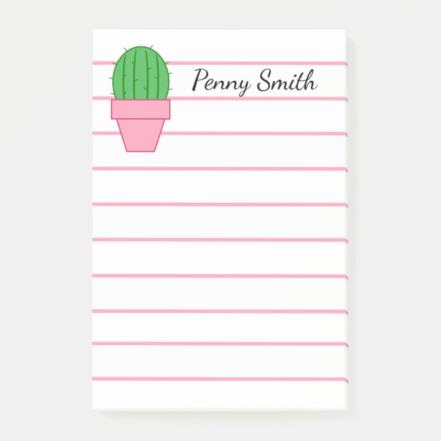 Pink Potted Cactus Post-it Notes (Front)