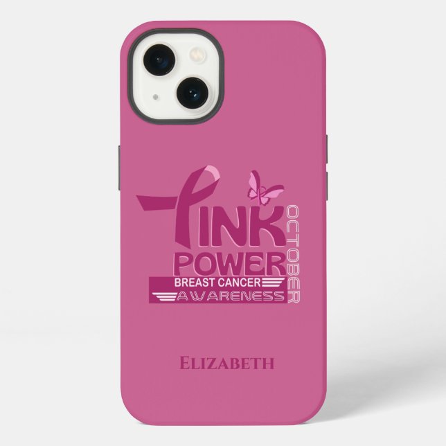 Pink Power-Breast Cancer Awareness Design iPhone Case (Back)