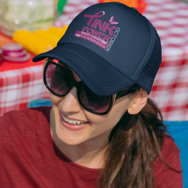 Pink Power-Breast Cancer Awareness Design Trucker Hat (Creator Uploaded)