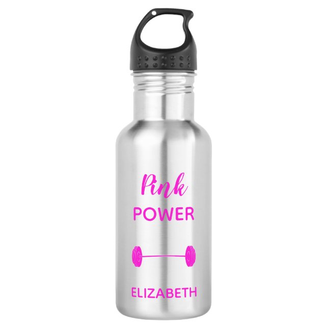 Pink power typography with a weight bar name 532 ml water bottle (Front)