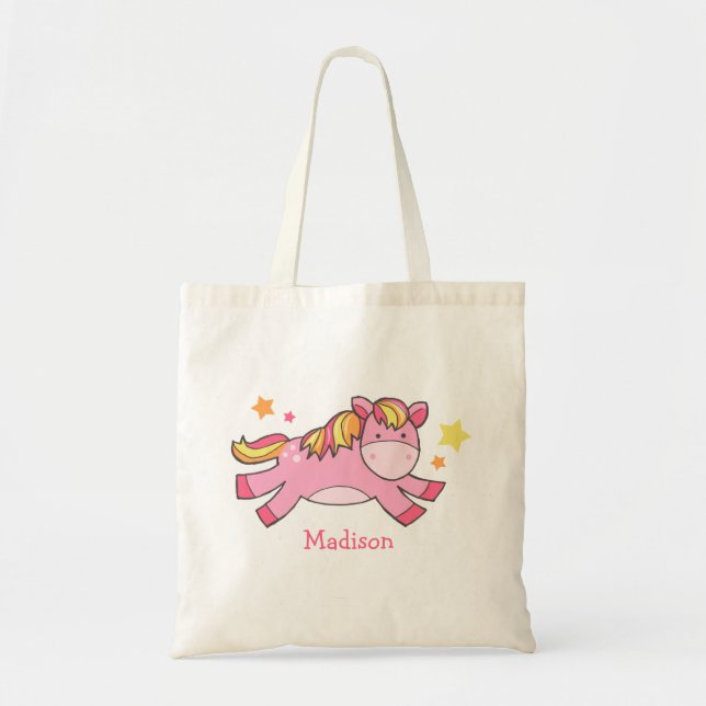 Pink Prancing Pony Tote Bag (Front)