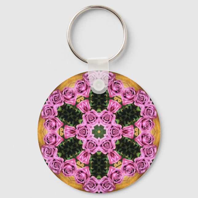 Pink Prancing Posies   Keychain (Front)