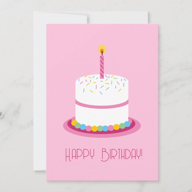 Pink première anniversaire fille casser carte gâte (Devant)