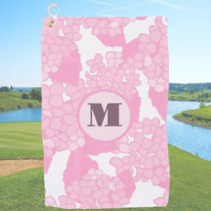 Pink preppy floral personalized monogram ladies golf towel