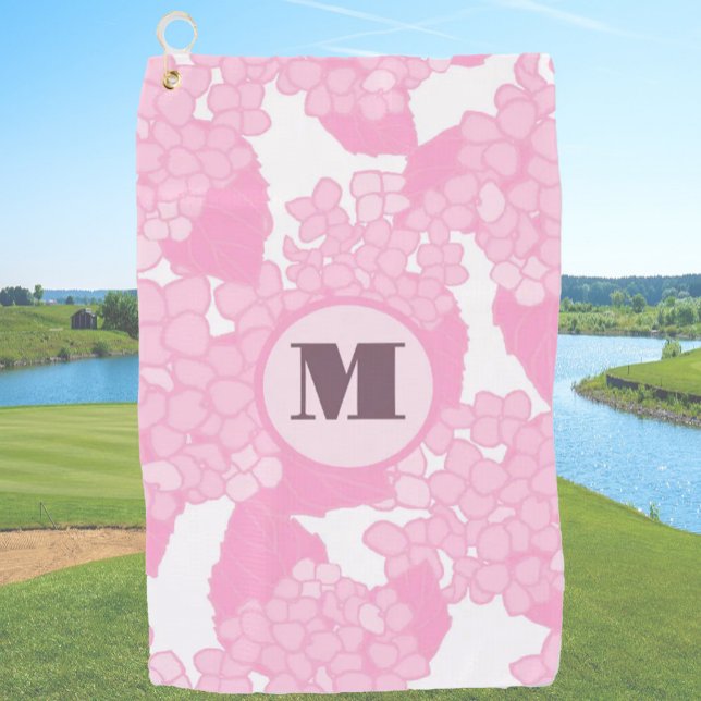 Pink preppy floral personalized monogram ladies golf towel (Creator Uploaded)