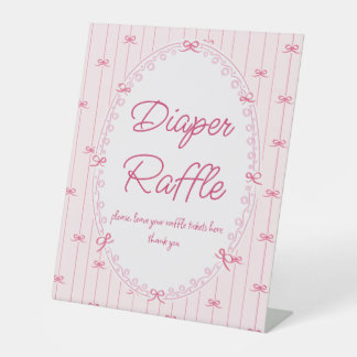 Pink preppy hand drawn baby shower raffle sign