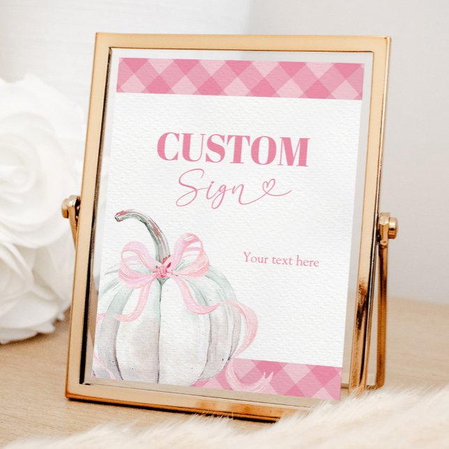 Pink Preppy Pumpkin Girl 1st Birthday Custom Sign (Creator Uploaded)