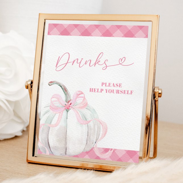 Pink Preppy Pumpkin Girl Birthday Drinks Poster (Creator Uploaded)