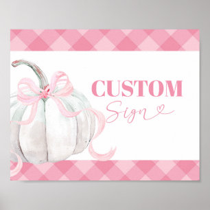 Pink Preppy Pumpkin Girl's Birthday Custom Sign