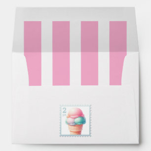 Pink Preppy Stripe Ice Cream Bridal Shower Envelope