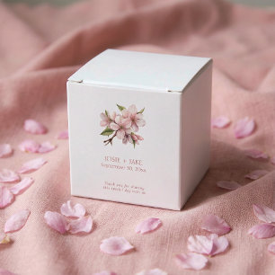 Pink pretty cherry blossom flower favor box
