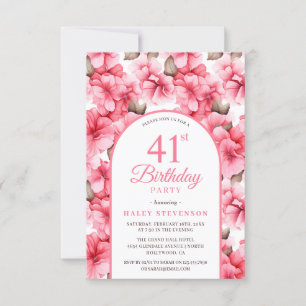 Pink Pretty Garden Floral Arch Chic 41st Birthday Invitation