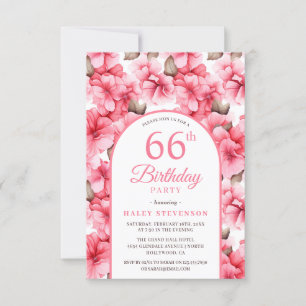 Pink Pretty Garden Floral Arch Chic 66th Birthday Invitation