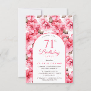 Pink Pretty Garden Floral Arch Chic 71st Birthday Invitation