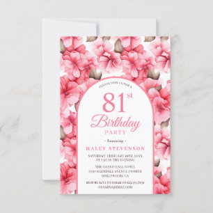 Pink Pretty Garden Floral Arch Chic 81st Birthday Invitation