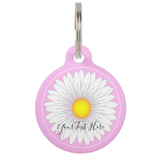 Pink Pretty Little Daisy Round Pet Tag