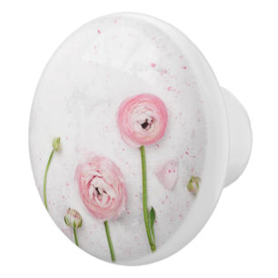 Pink Prim Rose Ceramic Knob/Pull Ceramic Knob