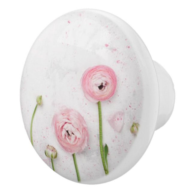 Pink Prim Rose Ceramic Knob/Pull Ceramic Knob (Right)