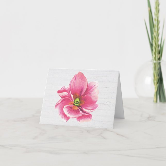 Pink Primrose Flower Note Card (Front)