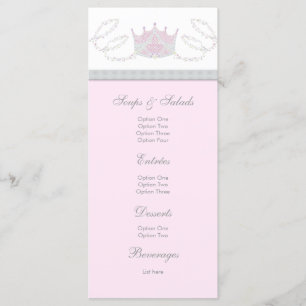 Pink Princess Baby Girl Douche Menu Cartes en rack