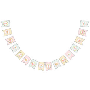 Pink Princess Baby Girl First Birthday Party Decor Bunting Flags