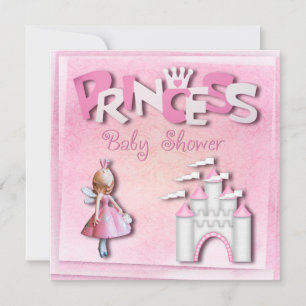 Pink Princess Baby Shower Cupcake & Castle Invitation
