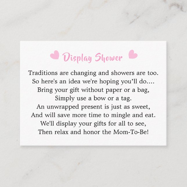Pink Princess Baby Shower Display Enclosure Card (Front)