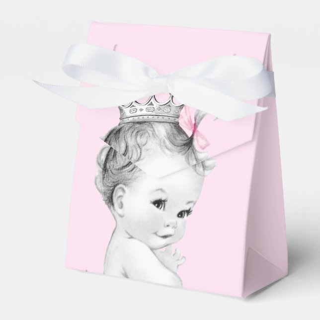 Pink Princess Baby Shower Favour Boxes (Front Side)