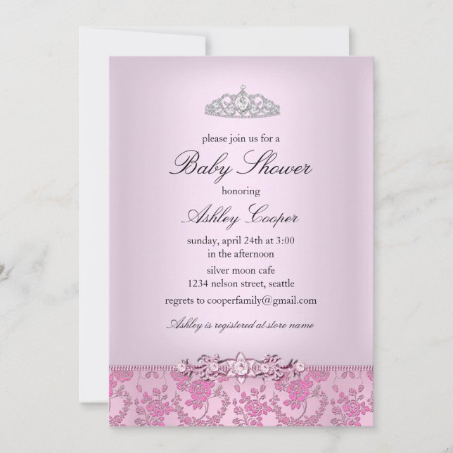 Pink Princess Baby Shower Invitation (Front)