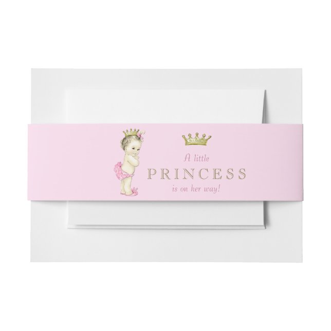 Pink Princess Baby Shower Invitation Belly Band (Front Example)