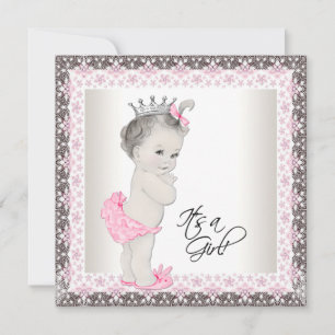 Pink Princess Baby Shower Invitations