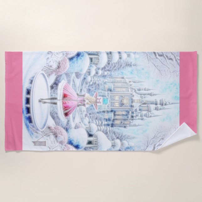 Pink Princess Beach Towel (Front)