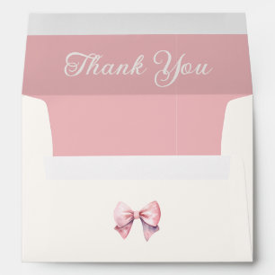 Pink Princess Bear Bow Baby Shower Thank You Envelope