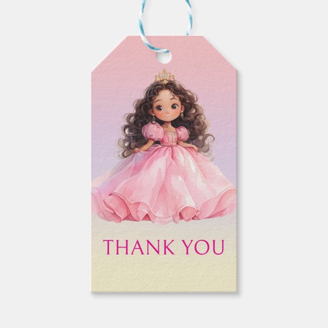 Pink Princess Birthday Custom Gift Tag (Front)