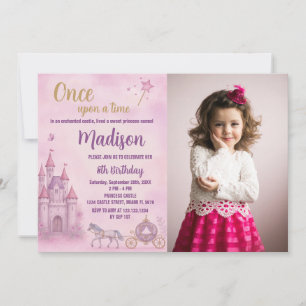 Pink Princess Birthday Invitation with photo