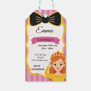 Pink Princess Birthday Invite   zazzlemade Gift Tags