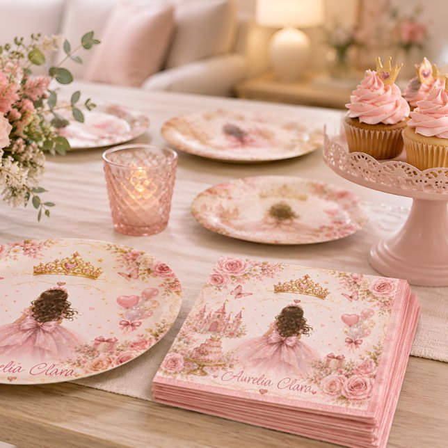 Pink Princess Birthday Napkin (Creator Uploaded)