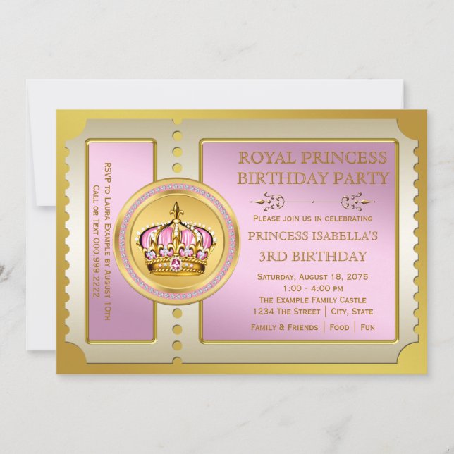 Pink Princess Birthday Party Invitation (Front)