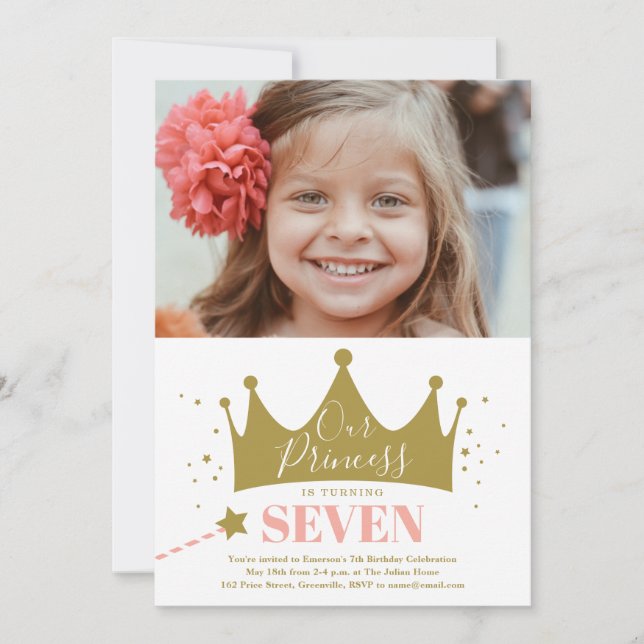 Pink Princess Birthday Party Invitation (Front)